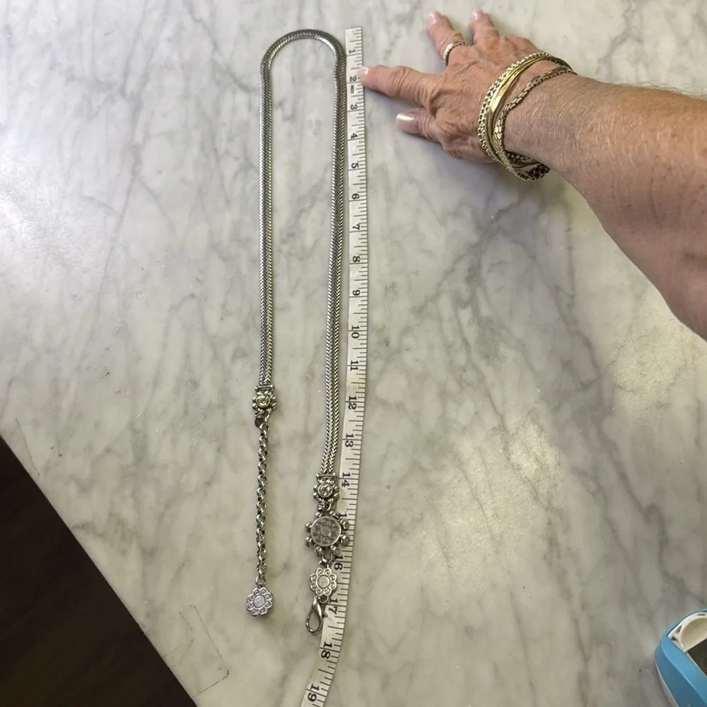 BRIGHTON Silver Toned Rhinestone Embellished Chain Belt Size M